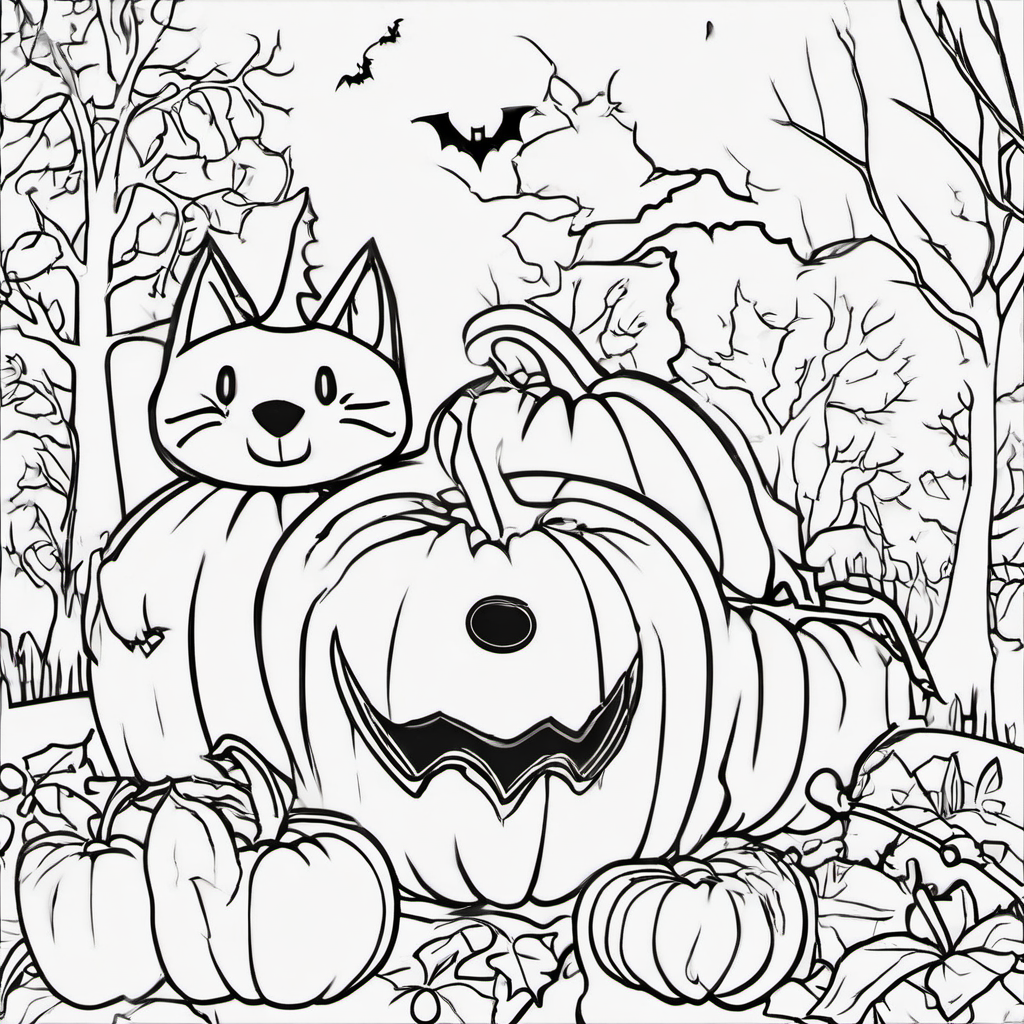Make a 10-page Halloween coloring book for toddlers ages 2–4. Include big smiling pumpkins, friendly ghosts, cute black cats, candy, and a silly witch. Use very thick black outlines, white backgrounds, large simple shapes, and no shading. One picture per page, printable on US Letter paper. Make every page easy for toddlers to color.