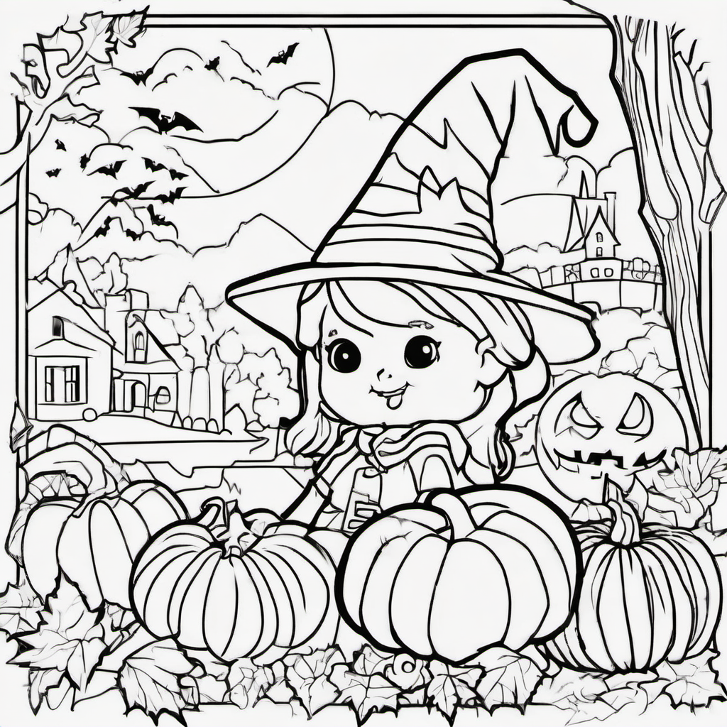 Make a 10-page Halloween coloring book for toddlers ages 2–4. Include big smiling pumpkins, friendly ghosts, cute black cats, candy, and a silly witch. Use very thick black outlines, white backgrounds, large simple shapes, and no shading. One picture per page, printable on US Letter paper. Make every page easy for toddlers to color.