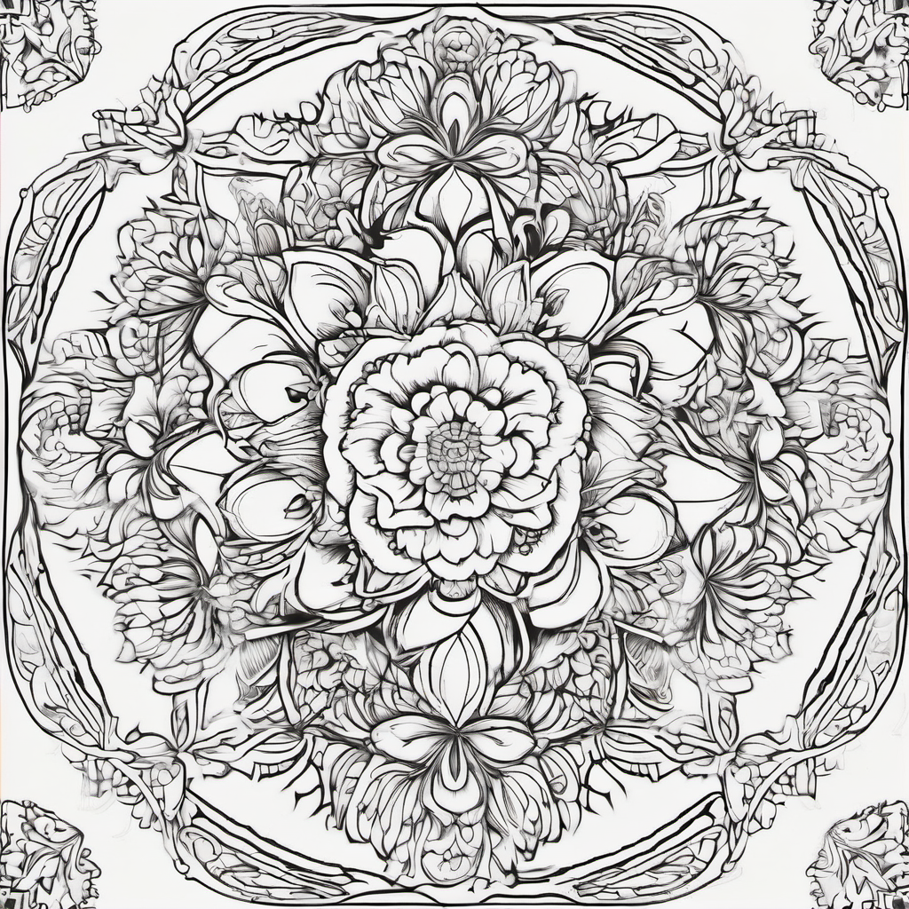 Mandala With Flowers coloring page