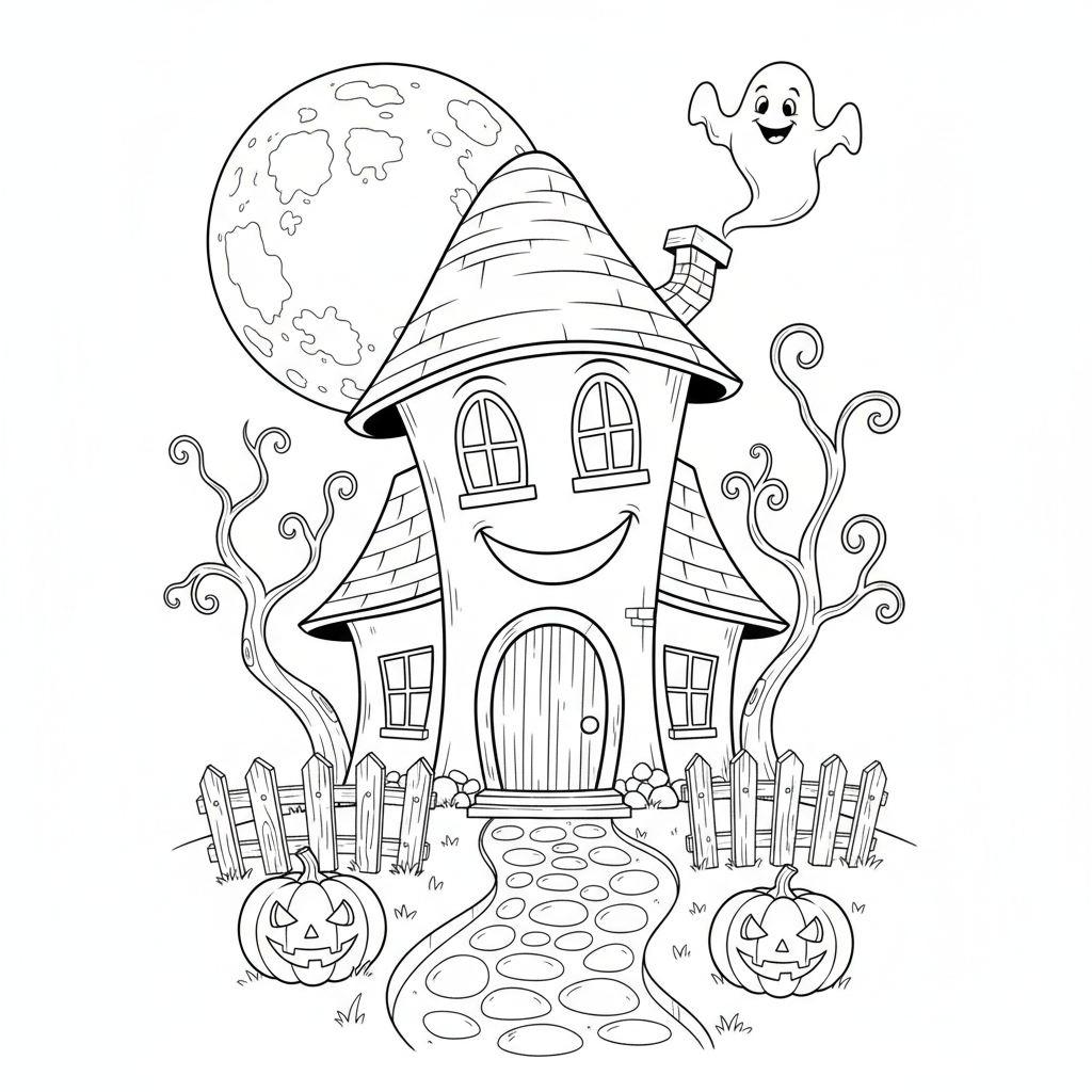 Haunted house with smiling windows